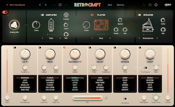 UJAM「Retrocraft」ワンクリックでローファイ×ヴィンテージ質感を付加!“古くて新しい”サウンドデザインと即戦力エフェクト環境|DTMプラグインセール