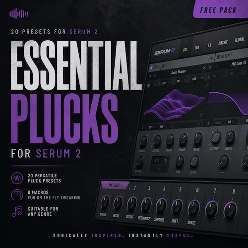 Glitchedtones「Essential Plucks for Serum 2」8つのマクロを搭載した20種類の実用的なプラックサウンドを収録したSerum 2専用プリセット集｜DTMプラグインセール