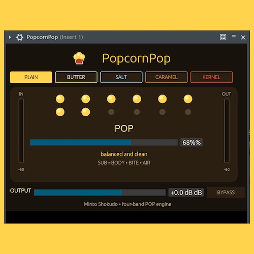 Minto Tsukino「PopcornPop」POPノブひとつで音の粒立ち・密度・輪郭をまとめて調整できるVST3プラグイン｜DTMプラグインセール
