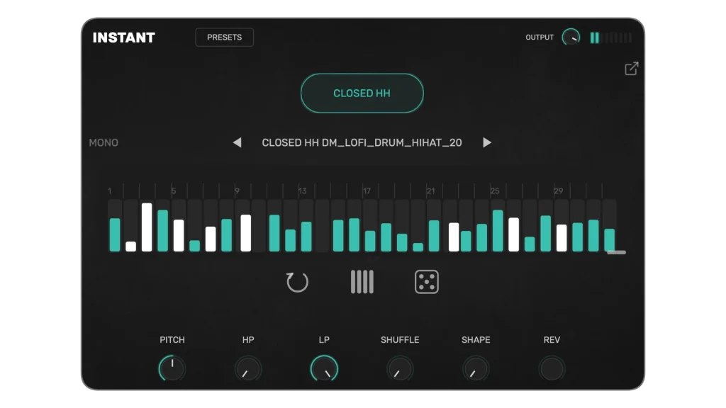 TerminalVST「Instant」直感的なステップ入力でドラムパターンを素早く作成できるシンプルなドラムシーケンサー｜DTMプラグインセール