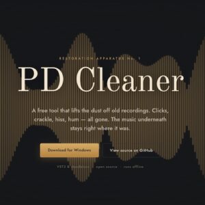 Wiseman「PD Cleaner」古いSPレコードや78回転レコードのクリックノイズ・ヒスノイズを自然に除去できるWindows向け音声修復ソフト｜DTMプラグインセール