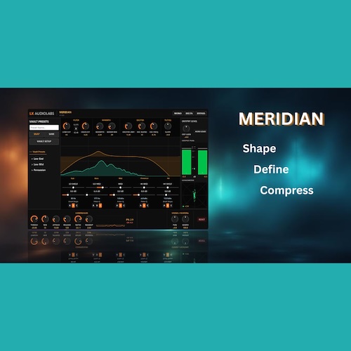 LX Audiolabs「Meridian」5バンドEQ・コンプレッサー・サチュレーションを1つに統合した高機能チャンネルシェイパー｜DTMプラグインセール