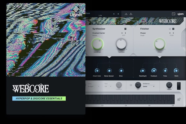 UJAM「Usynth WEBCORE」グリッチ・カオス・ハイエナジーを一瞬で生成！Hyperpop・Digicoreに特化したデジタルシンセ｜DTMプラグインセール
