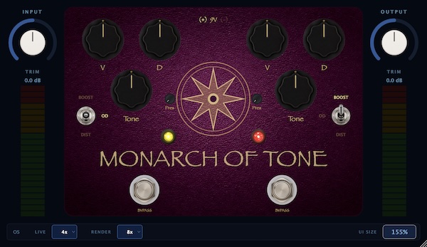 Leigh Pierc「Monarch of Tone」実機の回路を忠実に再現した2チャンネル仕様のオーバードライブ|DTMプラグインセール