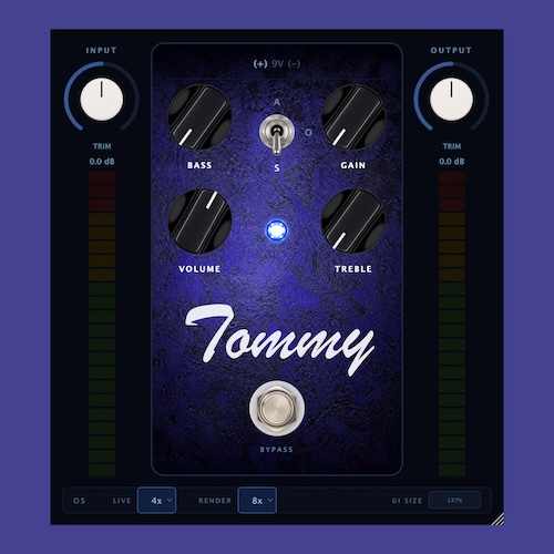 Leigh Pierc「Tommy」実機のアナログ回路をサンプル単位でシミュレーションし、Timmy系オーバードライブの操作感まで忠実に再現した高精度プラグイン｜DTMプラグインセール