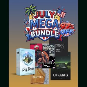 「July Mega Bundle」シネマティック音源・民族楽器・レトロドラム・インディーポップ素材を収録した5種類の音楽制作バンドル｜DTMプラグインセール