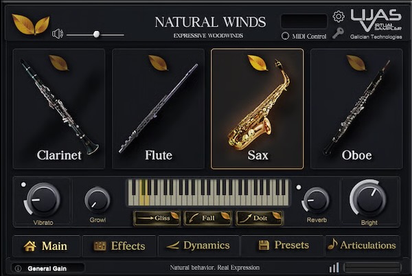 Lijas Virtual Sampler「Natural Winds VST3」クラリネット・フルート・アルトサックス・オーボエを収録した無料木管音源|DTMプラグインセール