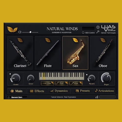 Lijas Virtual Sampler「Natural Winds VST3」クラリネット・フルート・アルトサックス・オーボエを収録した無料木管音源｜DTMプラグインセール