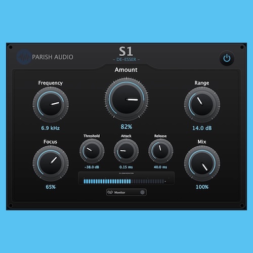 Parish Audio「S1 De-Esser」ボーカルの耳につく歯擦音だけを自然に抑え、明るさや存在感を保ちながら仕上げられる無料ディエッサー｜DTMプラグインセール