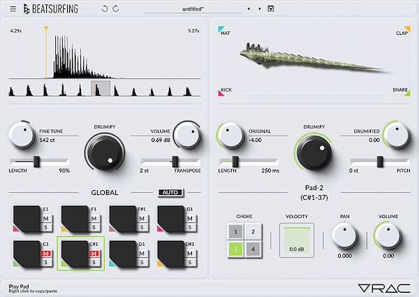 BEATSURFING「VRAC」好きなサンプルをオリジナルのドラムキットへ変換できるサンプルベースのドラムマシン|DTMプラグインセール