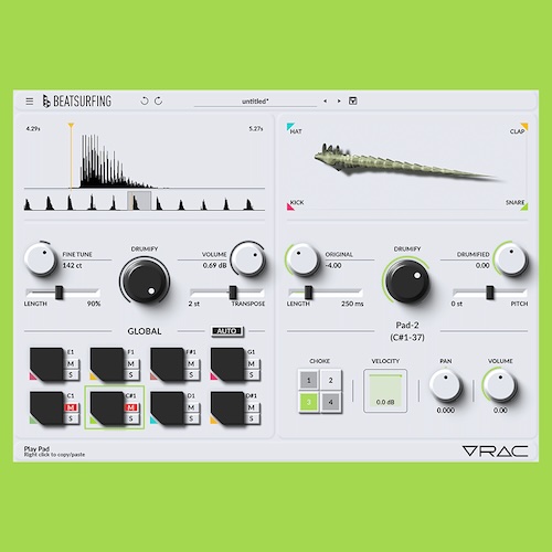 BEATSURFING「VRAC」好きなサンプルをオリジナルのドラムキットへ変換できるサンプルベースのドラムマシン｜DTMプラグインセール