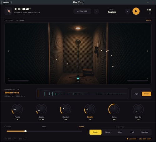 Low End Candy「The Clap」サンプルを使わずリアルな手拍子を生成できる無料クラップシンセサイザー|DTMプラグインセール