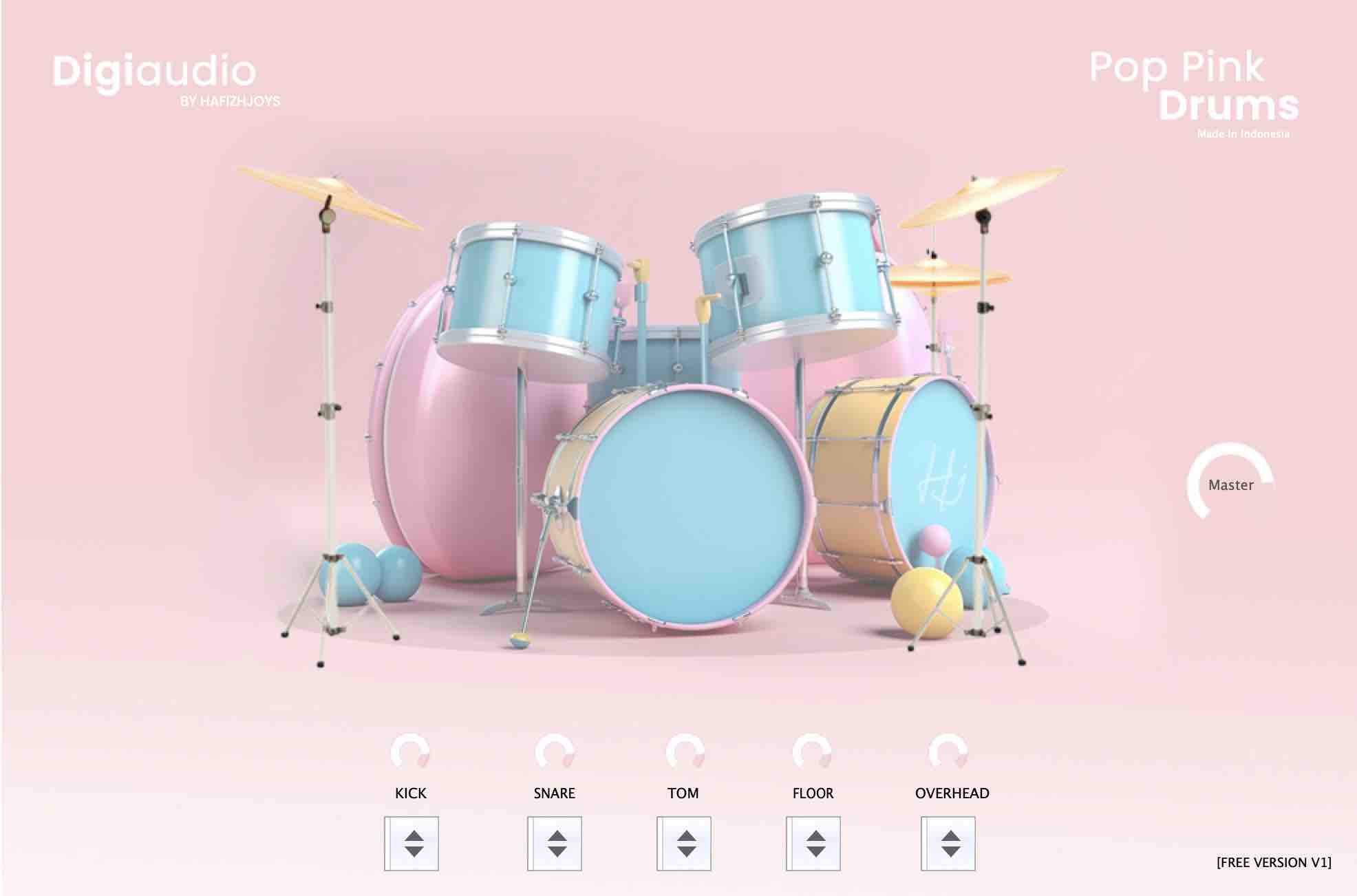 Hafizhjoys「Pop Pink Drums」Pop Punk・Rock向けに設計されたMix-Ready仕様の無料ドラムVST｜DTMプラグインセール