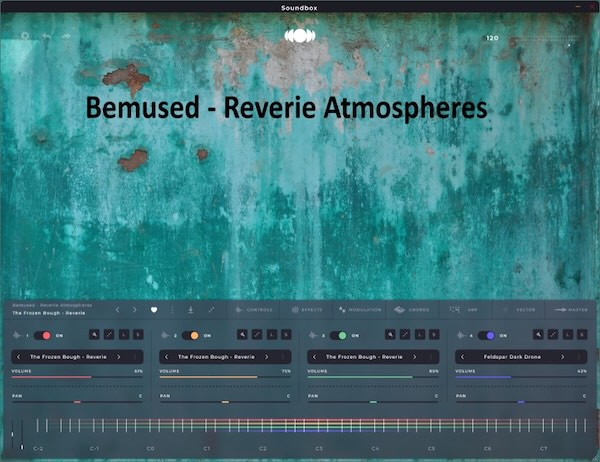Bemused「Reverie Atmospheres」28種類のAtmosphereサウンドと20種類のプリセットを収録したAudiomodern Soundbox対応アンビエントライブラリ|DTMプラグインセール