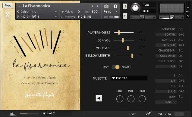 Xperimenta presents「La Fisarmonica Accordion」ベローシミュレーションやレジスター機能を搭載!イタリア製ハンドメイドアコーディオンを忠実に再現したリアルなKontakt音源|DTMプラグインセール