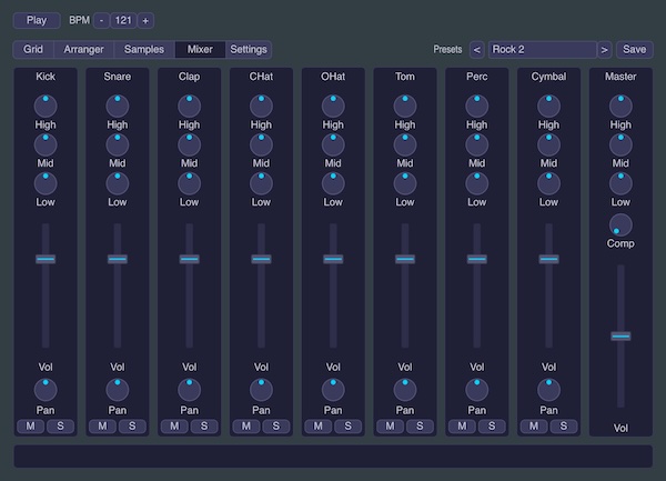 Snorkel Audio「Little Drum Machine」16ステップシーケンサーで素早くビートを作成できる、サンプル読み込み・MIDI出力対応のドラムマシン|DTMプラグインセール