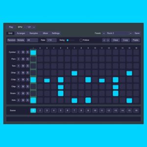 Snorkel Audio「Little Drum Machine」16ステップシーケンサーで素早くビートを作成できる、サンプル読み込み・MIDI出力対応のドラムマシン｜DTMプラグインセール