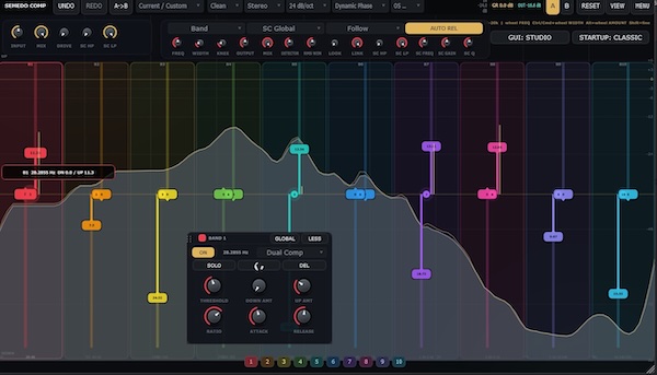 Semedo Audio「Semedo Compressor」10バンドで帯域ごとのダイナミクスを細かく調整できるマルチバンドコンプレッサー｜DTMプラグインセール