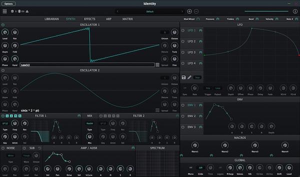 SocaLabs「Identity」数式を使ってオリジナル波形を作成できるフォーミュラオシレーター搭載のポリフォニックシンセサイザー｜DTMプラグインセール