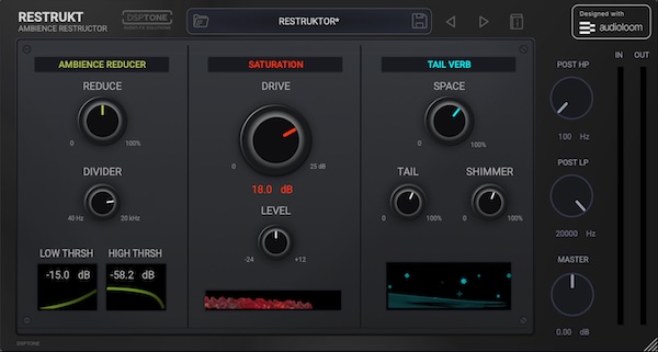 DSPTone「RESTRUKT」不要な残響やマイクの音漏れを整理しながら、パンチ感を保って理想的な空間表現を実現できるオーディオプラグイン|DTMプラグインセール