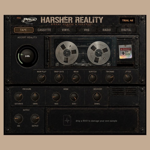Piruz Audio Labs「Harsher Reality Lite」テープ・カセット・レコードの質感を再現できる無料ローファイプラグイン｜DTMプラグインセール