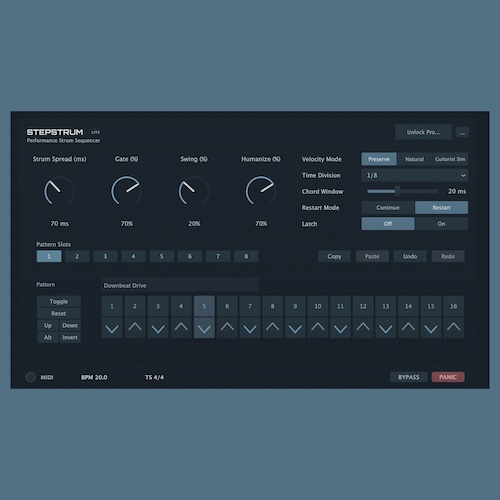 Notewerks「StepStrum Lite」コード入力だけでリアルなギターストロークを簡単に作成できるMIDIプラグイン｜DTMプラグインセール