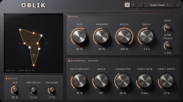 Oblik Audio「Oblik」空間の形を自由に変形・回転させて動きのある響きを生み出せる新発想のリバーブプラグイン|DTMプラグインセール