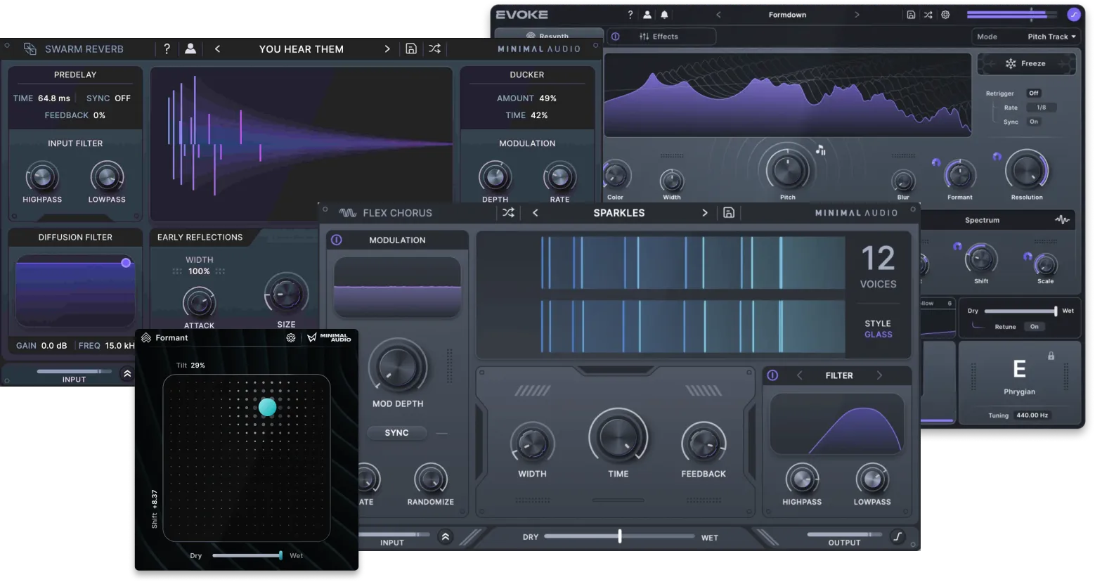 Minimal Audio「Vocal Designer Bundle」ボーカルリシンセシス・コーラス・リバーブ・フォルマントシフトをまとめて使えるボーカル制作向けプラグインバンドル｜DTMプラグインセール