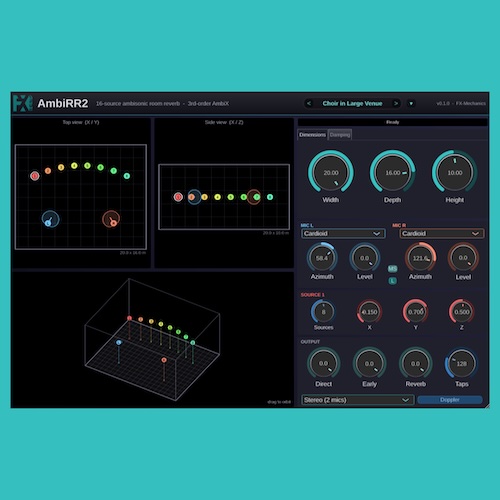 FX-Mechanics「AmbiRR2」部屋の大きさや壁の吸音率まで設定し、リアルな空間音響を再現できる3Dルームリバーブ｜DTMプラグインセール