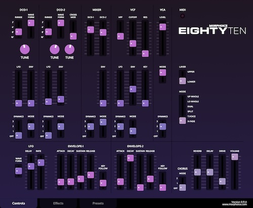 Morphoice「EightyTen」Roland JX-8PとSuper JX-10のアナログサウンドを忠実に再現したソフトウェアシンセ|DTMプラグインセール
