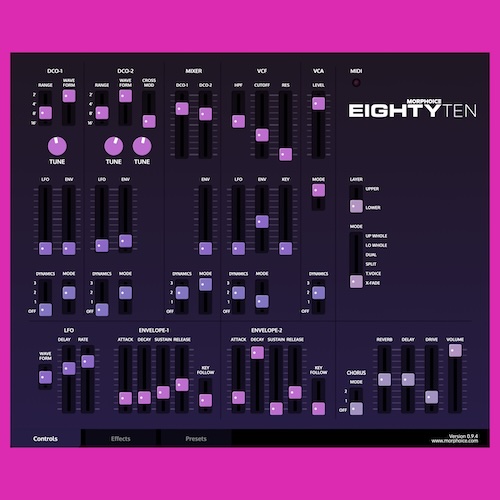 Morphoice「EightyTen」Roland JX-8PとSuper JX-10のアナログサウンドを忠実に再現したソフトウェアシンセ｜DTMプラグインセール