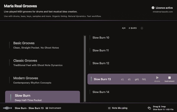 Marla Audio「Marla Real Grooves Vol. 1」リアルな人間のグルーヴを取り入れられるMIDIドラムプラグイン|DTMプラグインセール