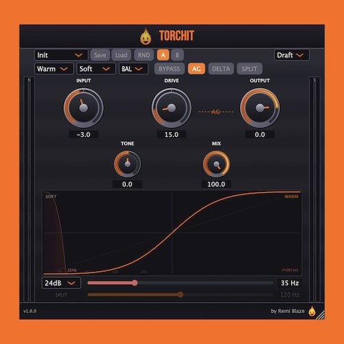 Remi Blaze「Torchit」自然な倍音付加から大胆なディストーションまで対応する高機能サチュレーション＆ドライブプラグイン｜DTMプラグインセール