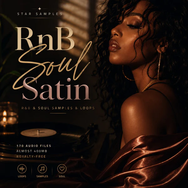 Star Samples and Loops「RnB Soul Satin」170種類のロイヤリティフリーWAVサンプルを収録した、R&B・Neo Soul・Lo-Fi制作に活躍する無料サンプルライブラリ｜DTMプラグインセール