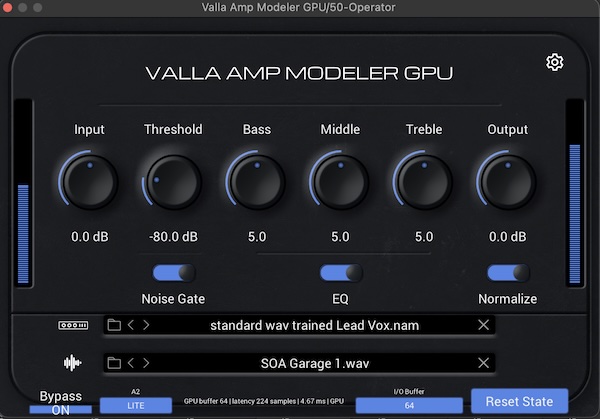 Valla Productions Original「Valla Amp Modeler GPU」Apple Silicon対応・NAM A2プロファイル対応アンプモデラー｜DTMプラグインセール