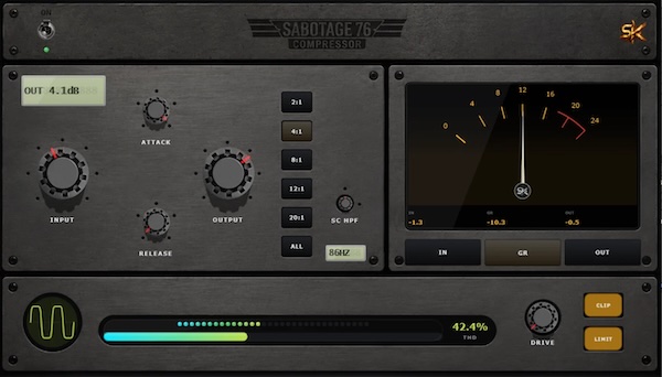 MickaelCraft「Sabotage 76 Precision FET Compressor」パンチのあるコンプレッションとサチュレーションを実現！1176スタイルの操作性を受け継いだFETコンプレッサー｜DTMプラグインセール