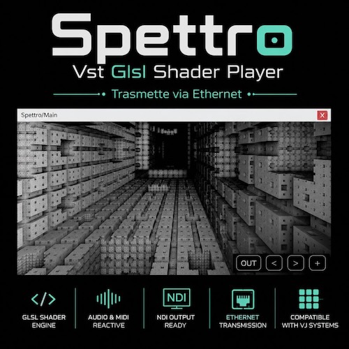 Creature From The Black「Spettro – GPU Audio Visualizer | GLSL Shader Player | NDI & Spout」GPUでGLSLシェーダーをリアルタイム描画し、音楽に反応する映像をOBSやライブ配信へ出力できるオーディオビジュアライザー｜DTMプラグインセール