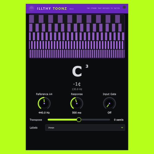 ILL SEA「Illthy Toonz」本格的なストロボ表示で細かなピッチのズレまで確認できる無料VST3チューナープラグイン｜DTMプラグインセール