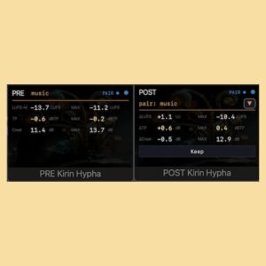KIRIN MASTERING「Kirin Hypha」ミックスやマスタリングで処理前後の変化をリアルタイムに確認できる無料プラグイン｜DTMプラグインセール