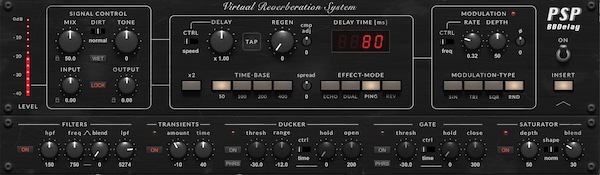PSP Audioware「PSP BBDelay」BBDチップのアナログ特性と揺らぎを再現する進化系ディレイ＆アンビエンスプラグイン｜DTMプラグインセール