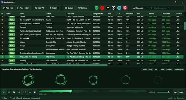 AudioAuditor「AudioAuditor」ロスレス音源の品質チェックやAI生成音楽の検出ができるオープンソースのオーディオ解析ソフト|DTMプラグインセール