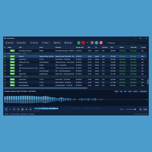 AudioAuditor「AudioAuditor」ロスレス音源の品質チェックやAI生成音楽の検出ができるオープンソースのオーディオ解析ソフト｜DTMプラグインセール