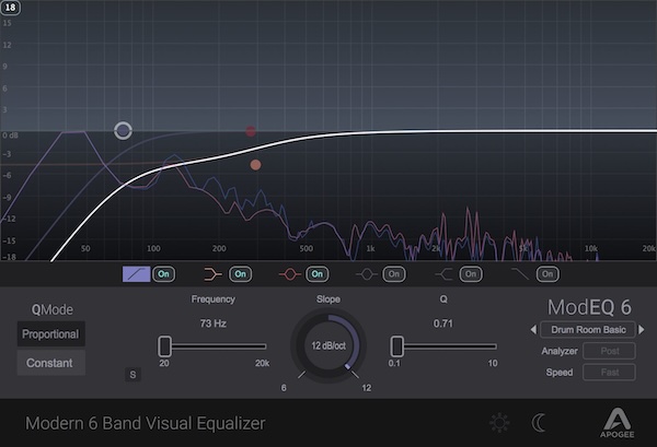 Apogee「ModEQ 6」スペクトラムアナライザーやBand Soloを搭載した視覚的に使いやすいEQプラグイン｜DTMプラグインセール