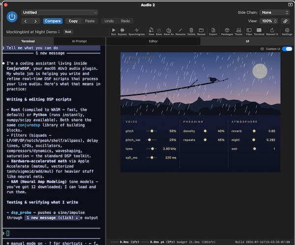 ConjureDSP「ConjureDSP」ChatGPTやClaudeを活用してオリジナルのオーディオエフェクトを作れるAI対応DSPプラグイン｜DTMプラグインセール