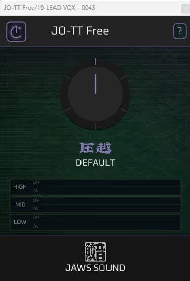 JAWS SOUND「JO-TT — Free —」6種類のプリセットを選ぶだけで音圧感や存在感を高められるワンノブ・ダイナミクスプラグイン｜DTMプラグインセール