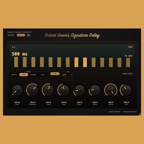 Greer Studios Presents「Signature Delay」Digital・Tape・Analog・Lo-Fiの4種類のディレイを搭載したWindows向け無料プラグイン｜DTMプラグインセール