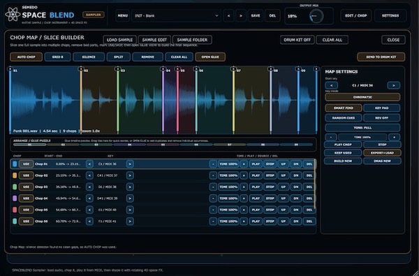 Semedo Audio「Semedo SPACEBLEND」サンプル編集・ボーカルチョップ・ドラムキット作成まで対応するクリエイティブサンプラー|DTMプラグインセール