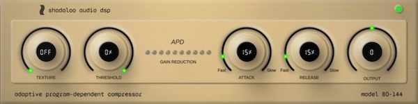 Shadaloo Audio DSP「APD COMPRESSOR - Vocal Compressor」入力信号に合わせて自然にコンプレッションが変化するボーカル向けコンプレッサー|DTMプラグインセール