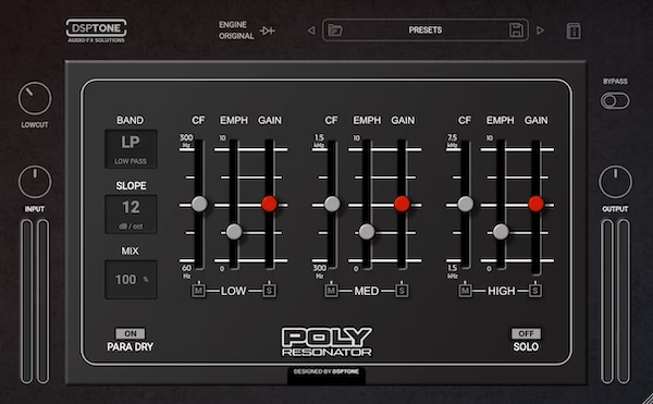 DSPTone「POLYRESONATOR」フォルマントや倍音を自在にコントロールし、EQでは作れない個性的な音色を生み出すレゾネーター|DTMプラグインセール