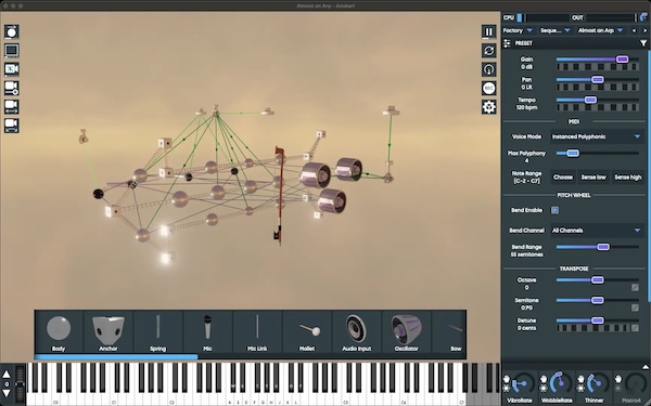 Anukari「Anukari」質量やバネを組み合わせて音を作る!3D物理シミュレーションで未知のサウンドを生み出せる革新的なソフトウェアシンセサイザー|DTMプラグインセール